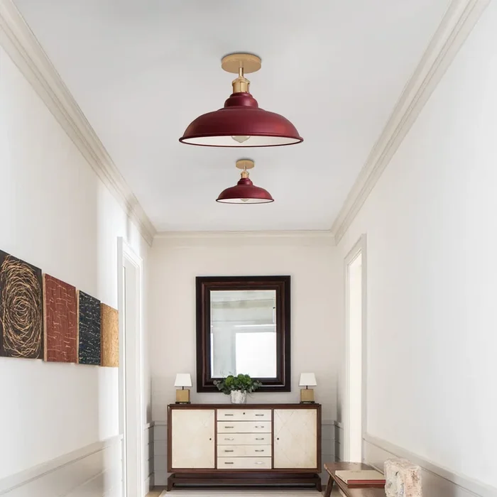 Industrial Vintage Retro Flush Mount Burgundy Ceiling Light ~3761