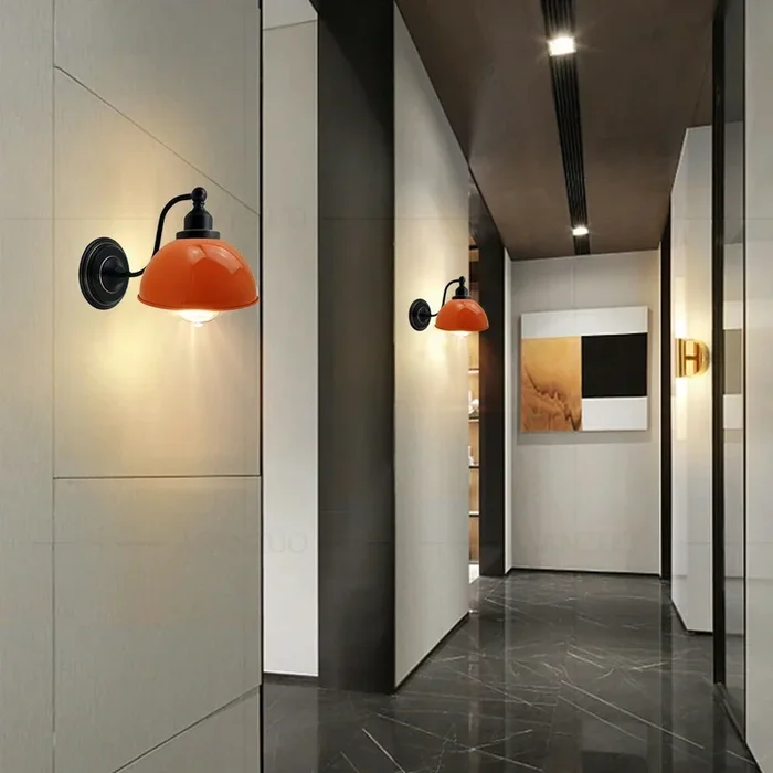 Industrial vintage Retro Orange Wall Sconces E27 UK Holders~3698