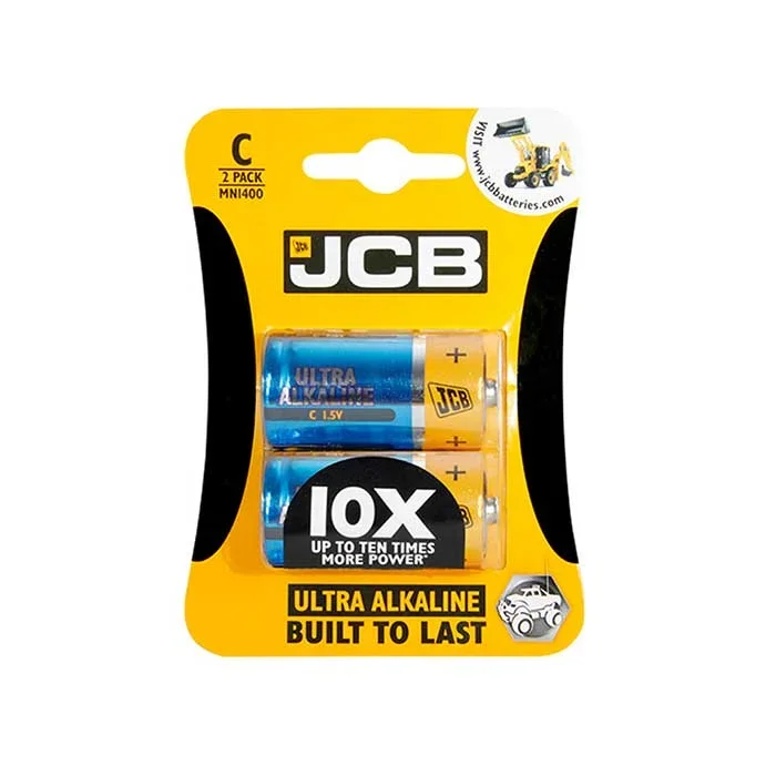 JCB Ultra Alkaline C Batteries – 2 Pack