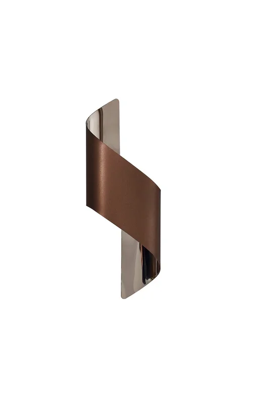Kaliska Wall Lamp Small, 1 x 8W LED, 3000K, 640lm, Satin Brown/Polished Chrome, 3yrs Warranty