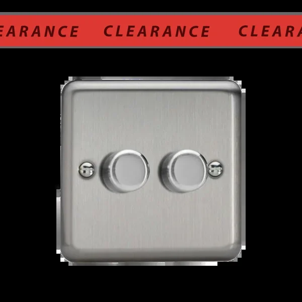 LED Dimmer Switch 2 Gang 2 Way – Brushed Metal