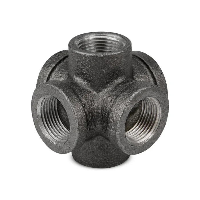 LEDSone industrial vintage 6 Way Pipe Fitting Malleable Iron Black Outlet~1835