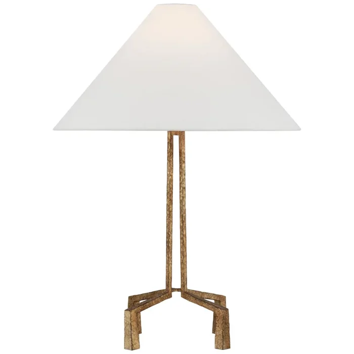 Marie Flanigan Clifford Medium Table Lamp in Gilded Iron with Linen Shade W20.75″ x H27.75″MF 3350GI-L