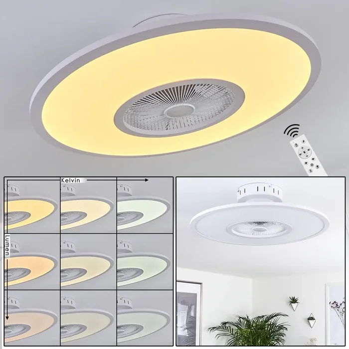 Marmorta ceiling fan LED white, 1-light source, Remote control