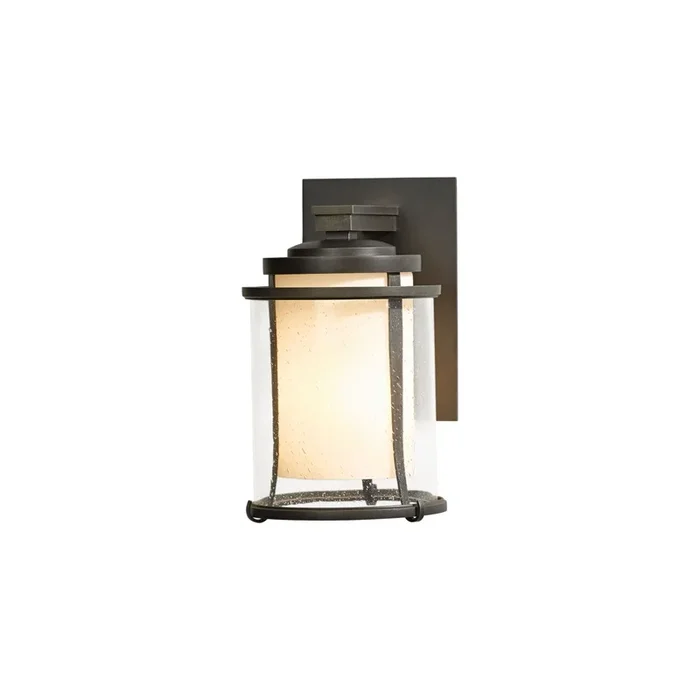 Meridian Small Outdoor Sconce 1-Light Seeded Glass with Opal Diffuser (ZS) in Coastal Dark Smoke305605-SKT-77-ZS0296