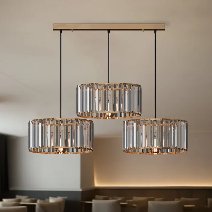 Modern Adjustable 3-Light Crystal Shade Pendant Chandelier~6125