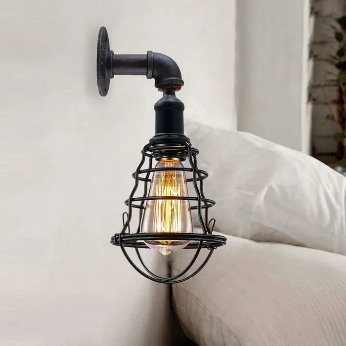 Modern Wall Sconce Lamp Industrial Rustic Metal Water Pipe Finish Retro Wall Mount Fixture~1246
