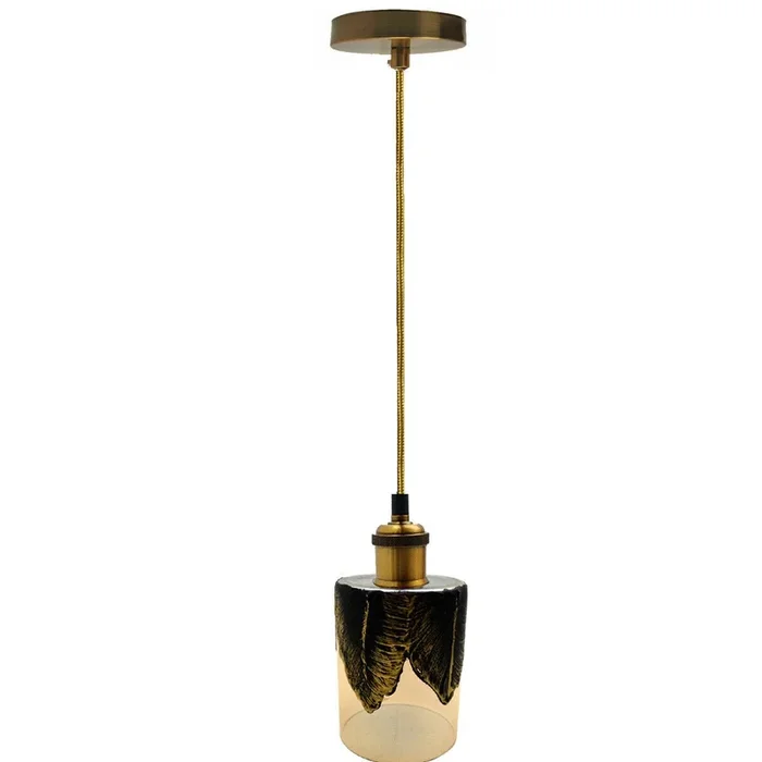Pattern Mug Shape Industrial Ceiling Lamp Glass PendantLighting~2902