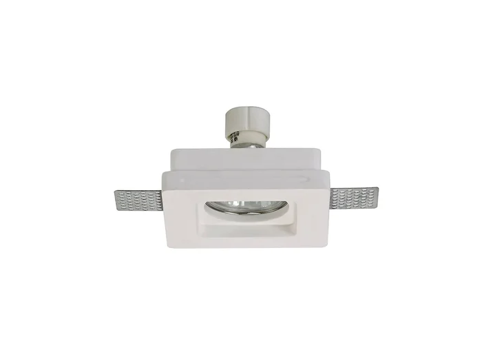 Plastin Square Stepped Recessed Spotlight, GU10, White Paintable Gypsum, Cut Out: L:103mmxW:103mm