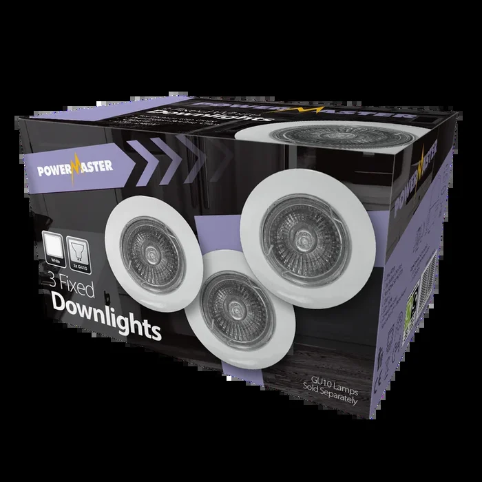 PowerMaster Indoor 3 Pack Fixed Downlights – White