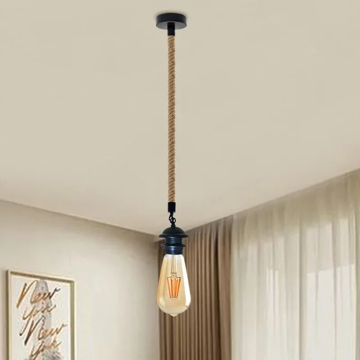 Retro Hemp Rope Pendant E27 Holder Ceiling Light Decor~1358