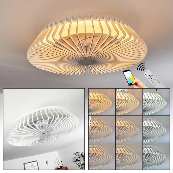 Rivarotta ceiling fan LED white, 1-light source, Remote control