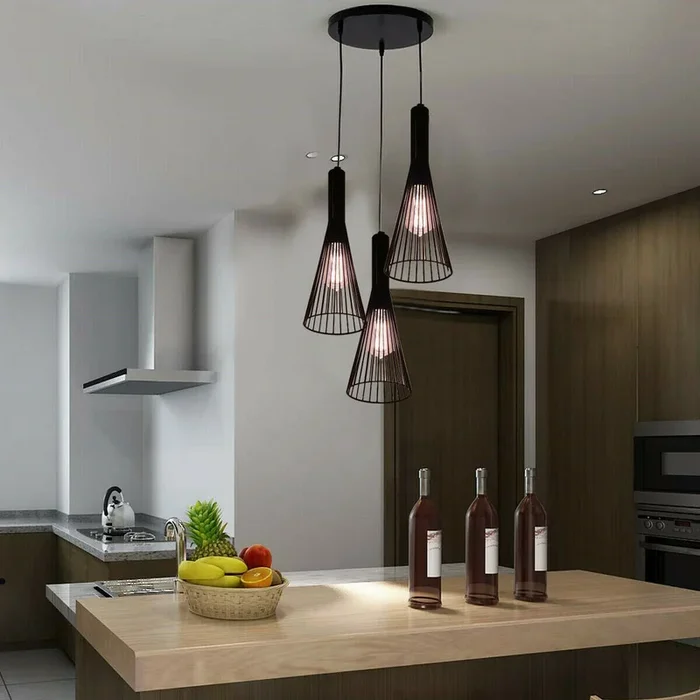 Rustic 3 Lights Industrial Pendant Light E27 Hanging Light Fixture~2693