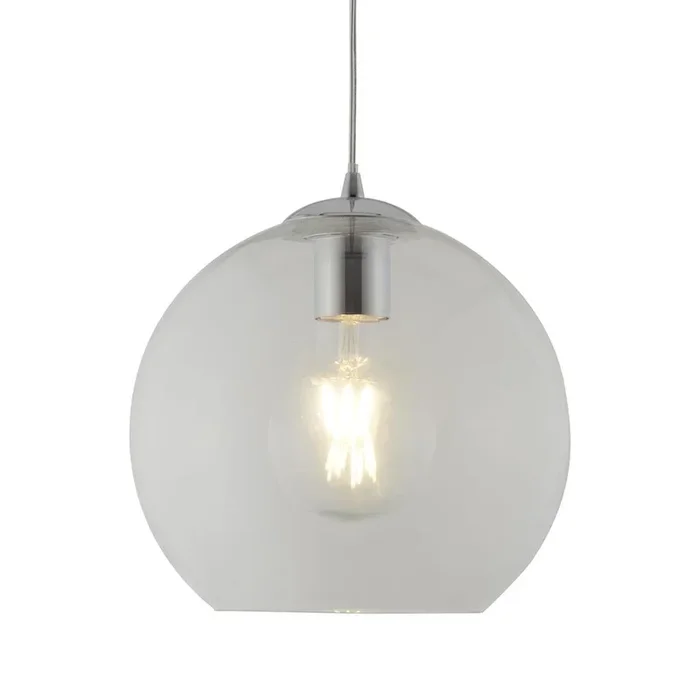 Searchlight Balls 1Lt Round Pendant (25Cm Dia), Clear Glass, Chrome 1621Cl