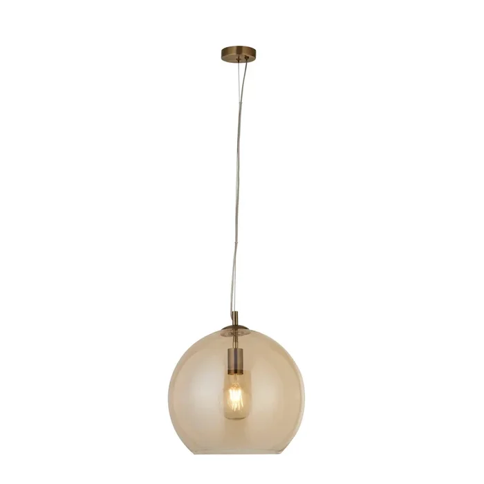 Searchlight Balls Pendant – Antique Brass Metal & Amber Glass Search Light Part Number 1635AM