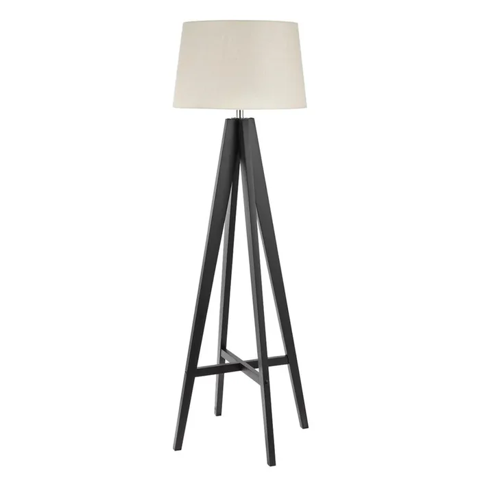 Searchlight Easel Floor Lamp Dark Wood – Cream Linen Shade 3540Br