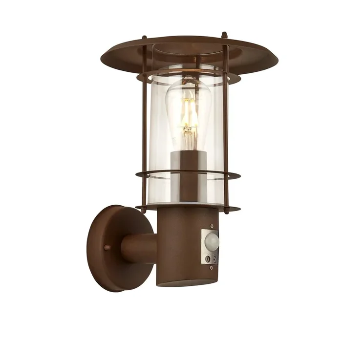 Searchlight Edgeware Outdoor Wall Light + Sensor – Rust Brown, IP44 Search Light Part Number 6211RUS