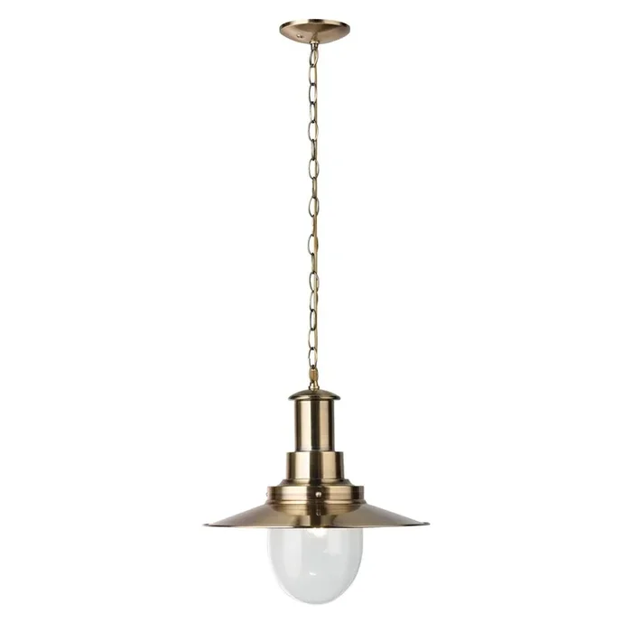 Searchlight Fisherman Ii Pendant – 1Lt Large Pendant, Antique Brass With Seeded Glass 5301Ab