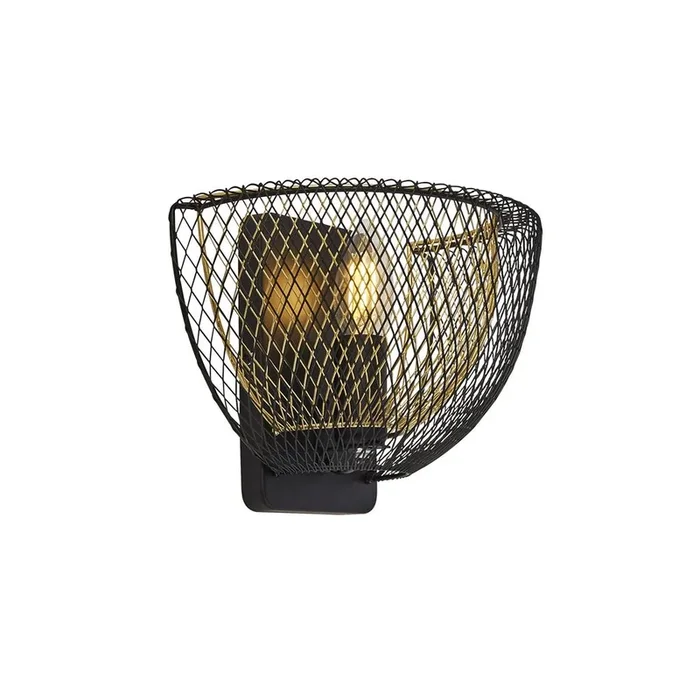 Searchlight Honeycomb 1Lt Double Layered Mesh Wall Light – Black Outer With Gold Inner 6842Bgo