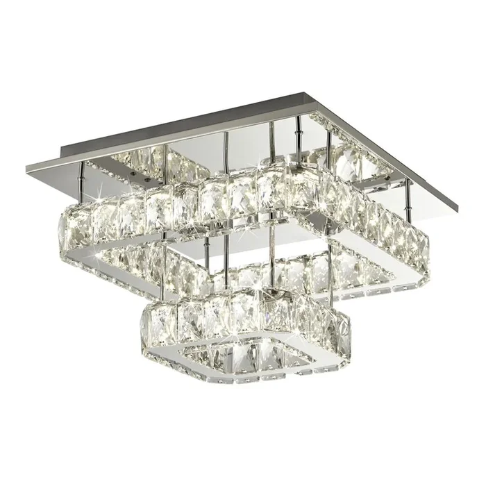 Searchlight Led 2 Tier Flush Fitting With Crystal Glass – Chrome 8952Cc