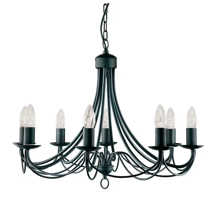 Searchlight Maypole 8Lt Matt Black W/Iron Fitting 6348-8Bk