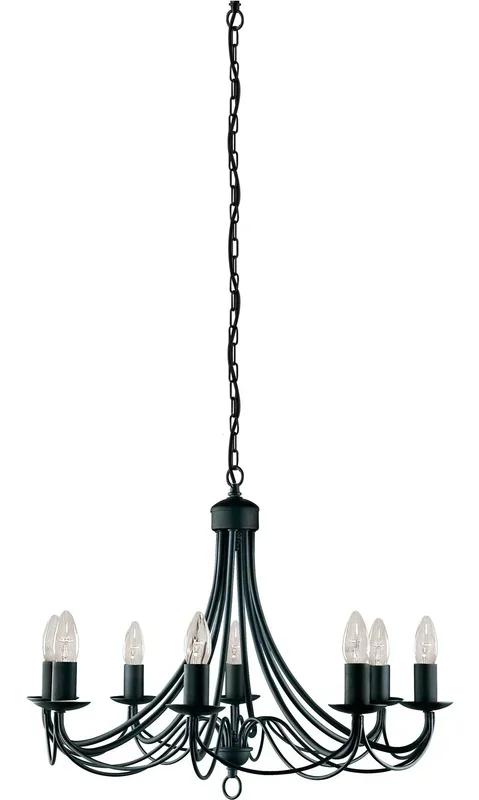 Searchlight Maypole 8Lt Pendant – Black Metal Search Light Part Number 6348-8BK