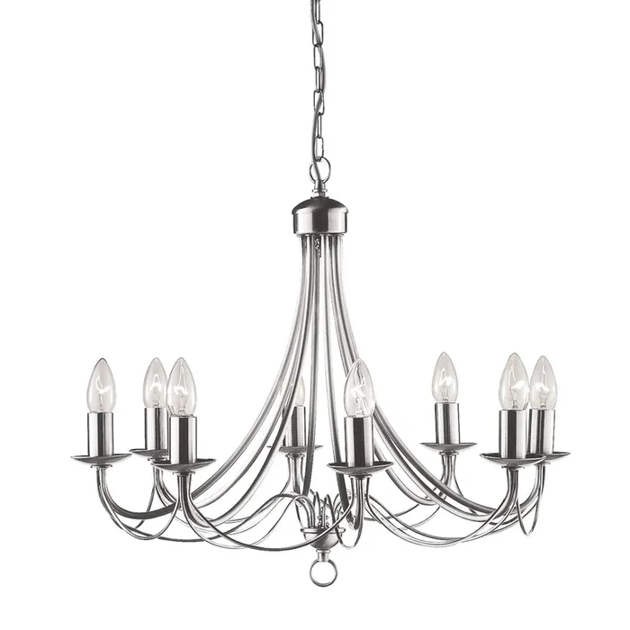 Searchlight Maypole 8Lt Pendant – Satin Silver Metal Search Light Part Number 6348-8SS