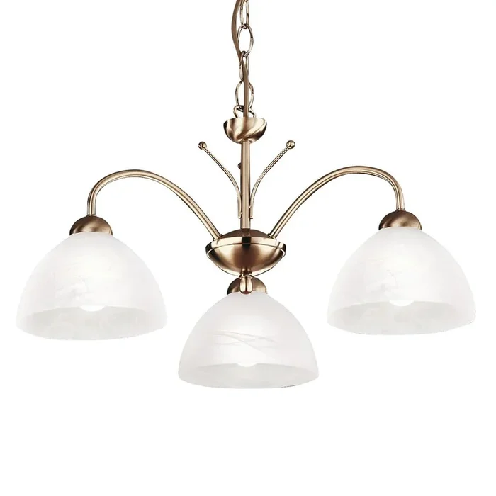 Searchlight Milanese – 3Lt Ceiling, Antique Brass, Alabaster Glass 1133-3Ab