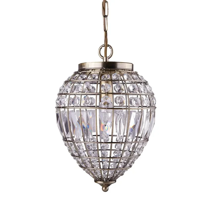 Searchlight Pineapple Pendant – Antique Brass Metal & Glass Search Light Part Number 3991AB