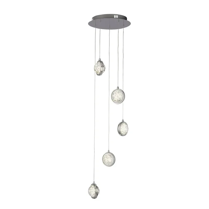 Searchlight Quartz 5Lt Ceiling Pendant – Chrome & Bubble Glass Search Light Part Number 28701-5CC