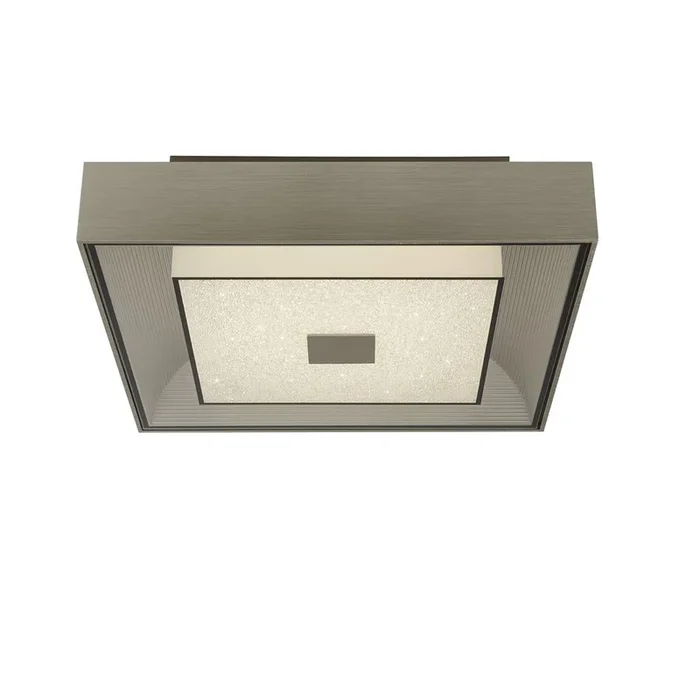 Searchlight Rhea Led Square Flush Light – Silver With Crystal Sand 8674Ss
