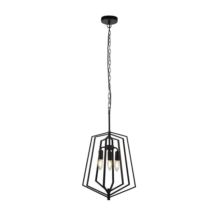 Searchlight Slinky 3Lt Metal Adjustable Matt Black Pendant 7973Bk