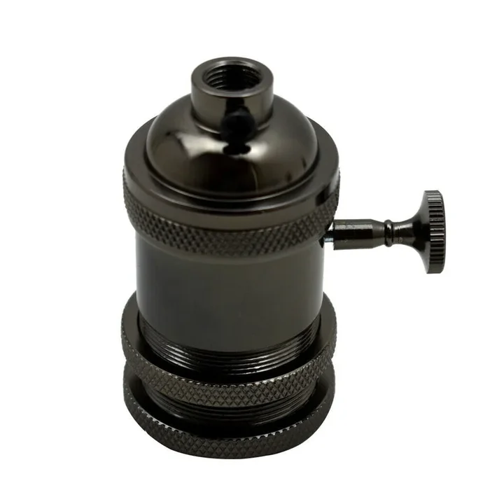 Shiny Black E27 Industrial Lamp Light Bulb Holder Antique Retro Edison Screw Fitting~3802