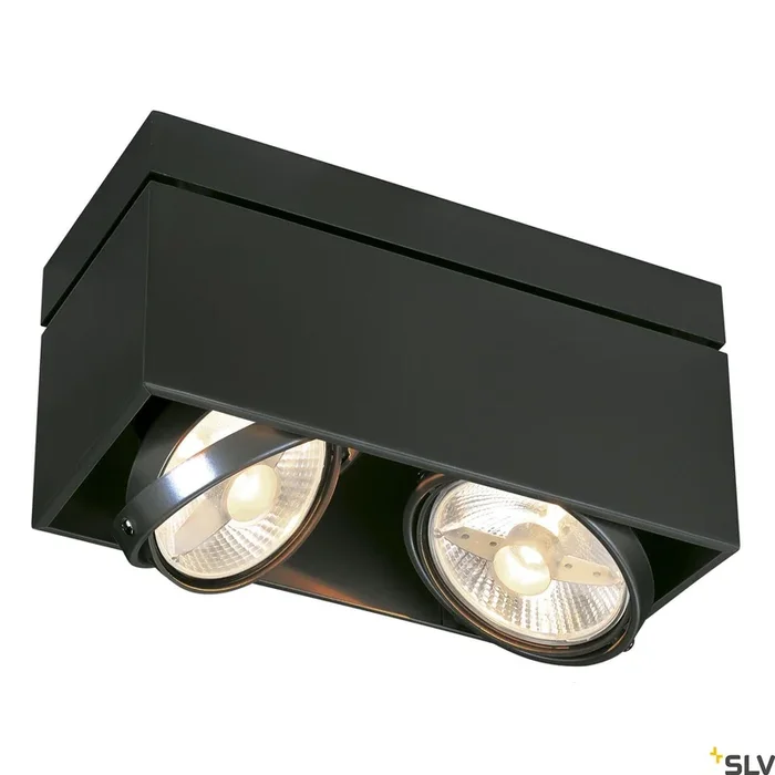 SLV KARDAMOD SURFACE SQUARE ES111 DOUBLE ceiling light, square, black, 2xGU10, max. 2x75W 117110
