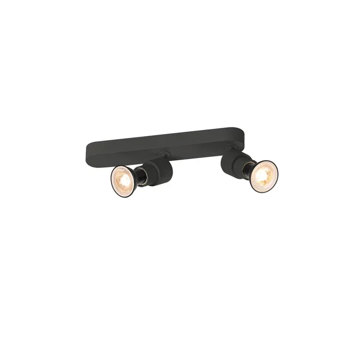 SLV PURI 2.0 Basic, wall and ceiling-mounted light, asymmetrical, round, 2 x max. 6 W GU10, black 1008233