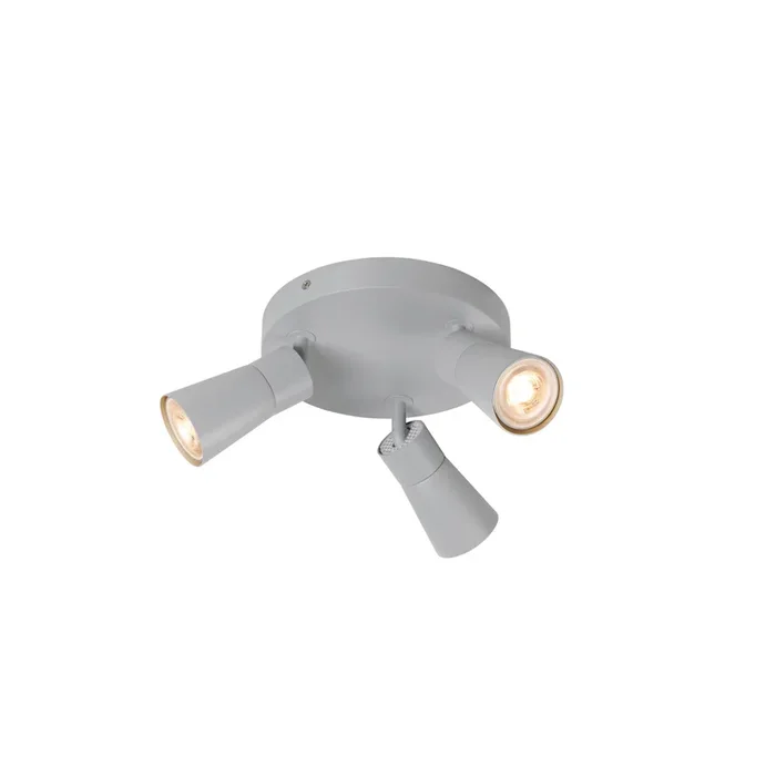 SLV PURI 2.0 Cone, wall and ceiling-mounted light, round, 3 x max. 6 W GU10, grey 1008339