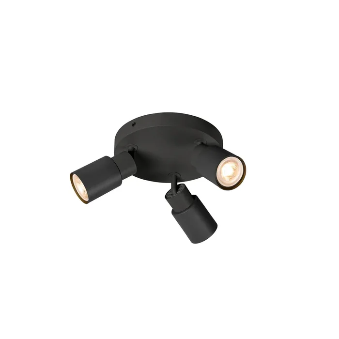 SLV PURI 2.0 Tube, wall and ceiling-mounted light, round, 3 x max. 6 W GU10, black 1008332