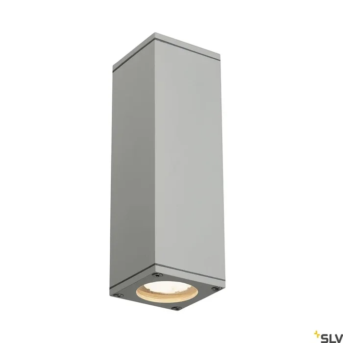 SLV THEO UP/DOWN OUT wall light, square, silver-grey GU10, max. 2x35W 229532