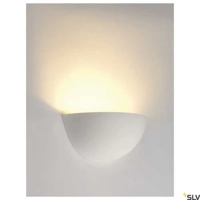 SLV Wall light, GL 101 E14, semicircular, white plaster, max. 40W 148013