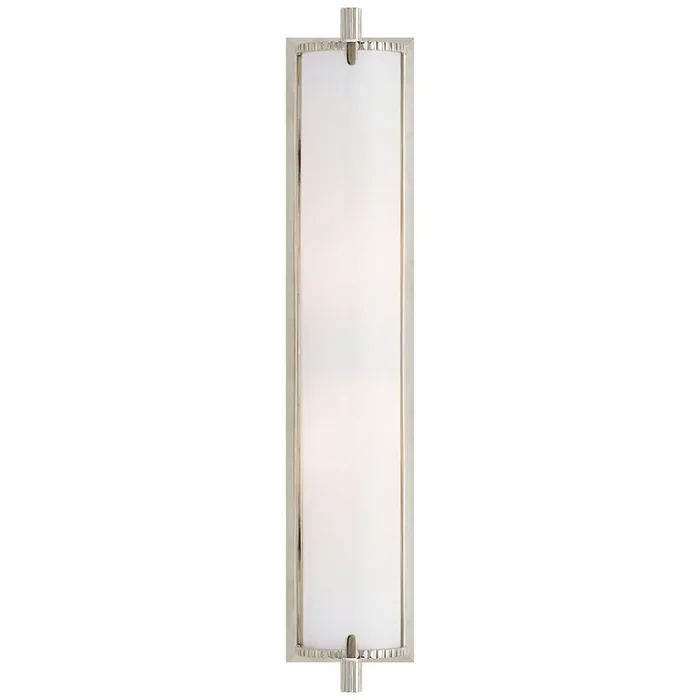 Thomas O’Brien Calliope Tall Bath Light in Polished Nickel with White Glass Wall Light W4″ x H20.5″TOB 2185PN-WG