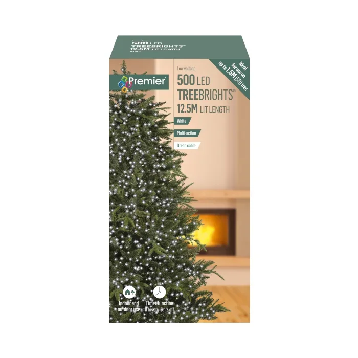 Treebright 500 LED Christmas Tree Lights With Timer – 12.5m – White