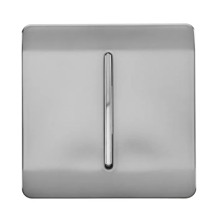 Trendi, Artistic Modern 1 Gang Doorbell Brushed Steel Finish, BRITISH MADE, (25mm Back Box Required), 5yrs Warranty
