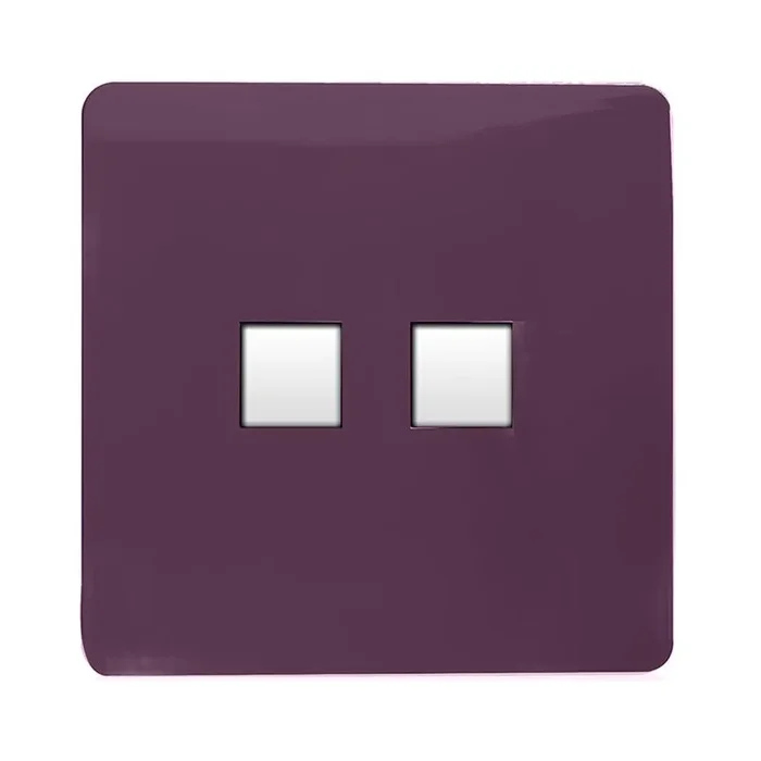 Trendi, Artistic Modern RJ11 Telephone & PC Ethernet Plum Finish, BRITISH MADE, (35mm Back Box Required), 5yrs Warranty