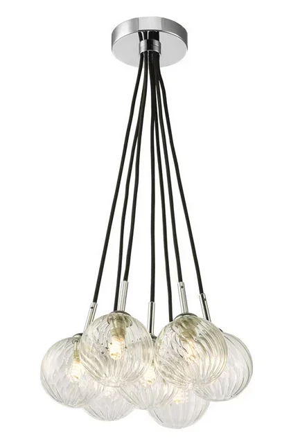 Turner 7 Light Semi Flush Polished Chrome Clear Glass with Inner Wire TUR7PC/GALG09