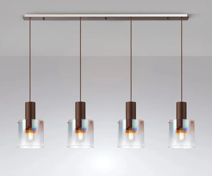 Valentino 4 Light Mocha Iridescent Linear Pendant, EMRI/OM4805-HSA