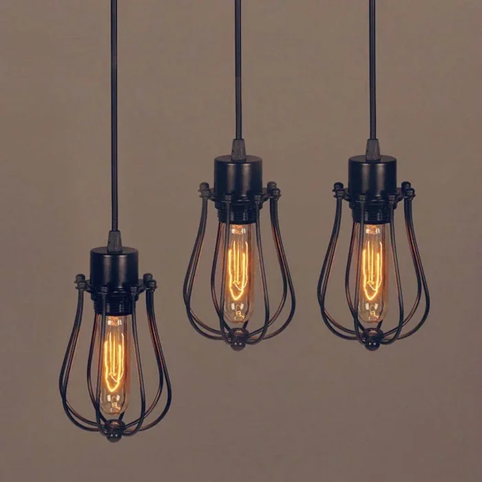 Vintage Balloon Cage Pendant Light Retro Industrial Black Metal ~3200