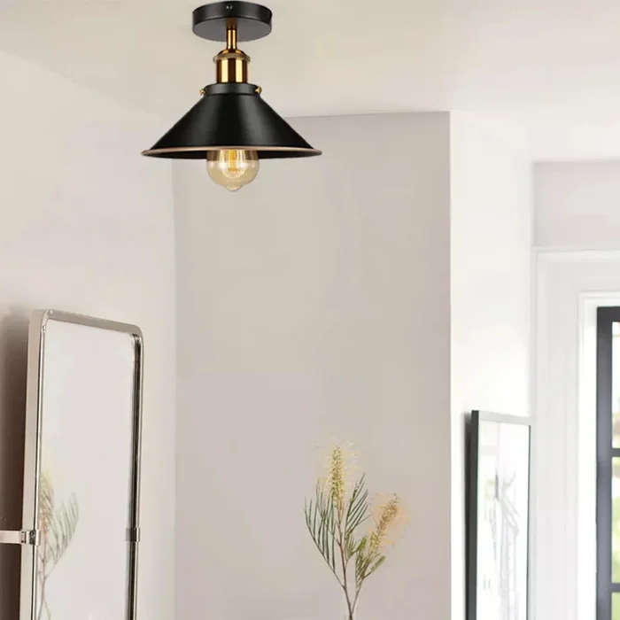 Vintage Ceiling Flush Mount Light Black Gold Line Ceiling Lamp ~ 6032