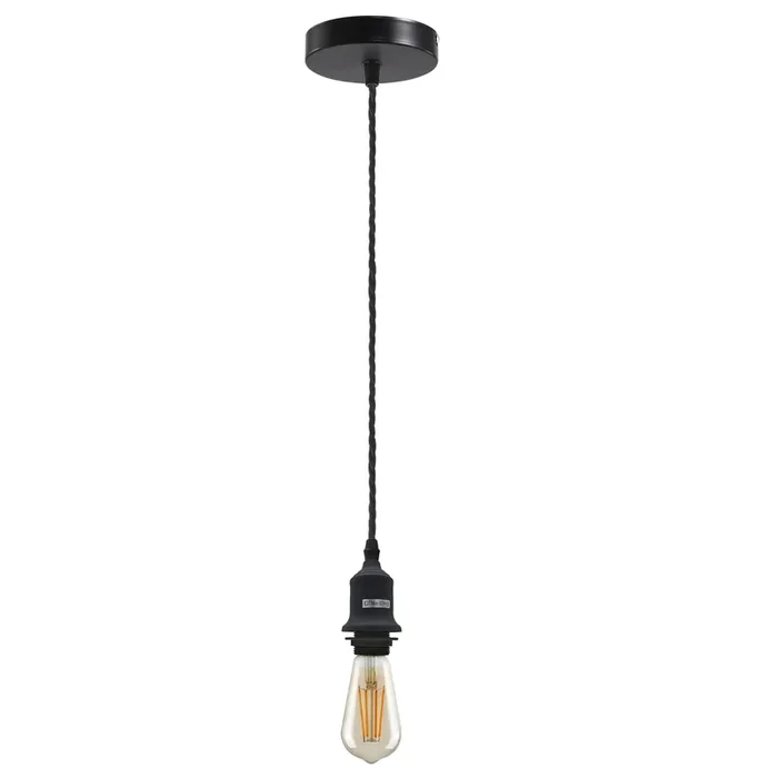 Vintage CeilingRose Fabric Flex Lamp Holder Pendant Braided Fitting Light Kit~4466