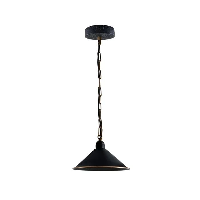 Vintage Metal Black Cone shaped pendant light fitting with chain~4038