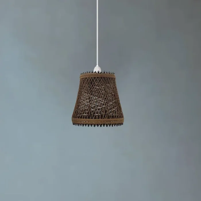 Woven Rattan Creative Lamp Cage With Free Reducer Plate ~1970